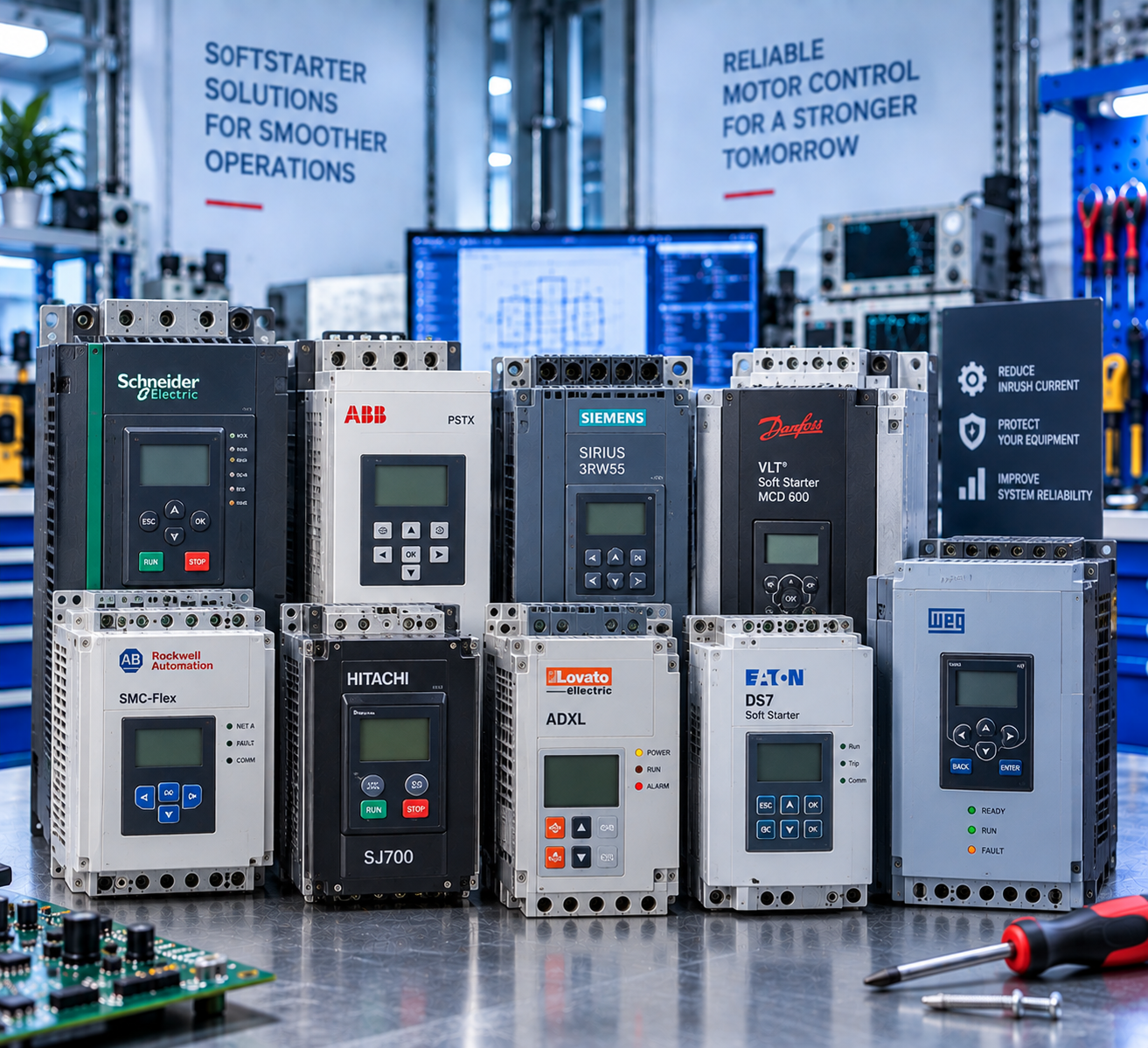 Industrial automation cabinets and Soft start test facility