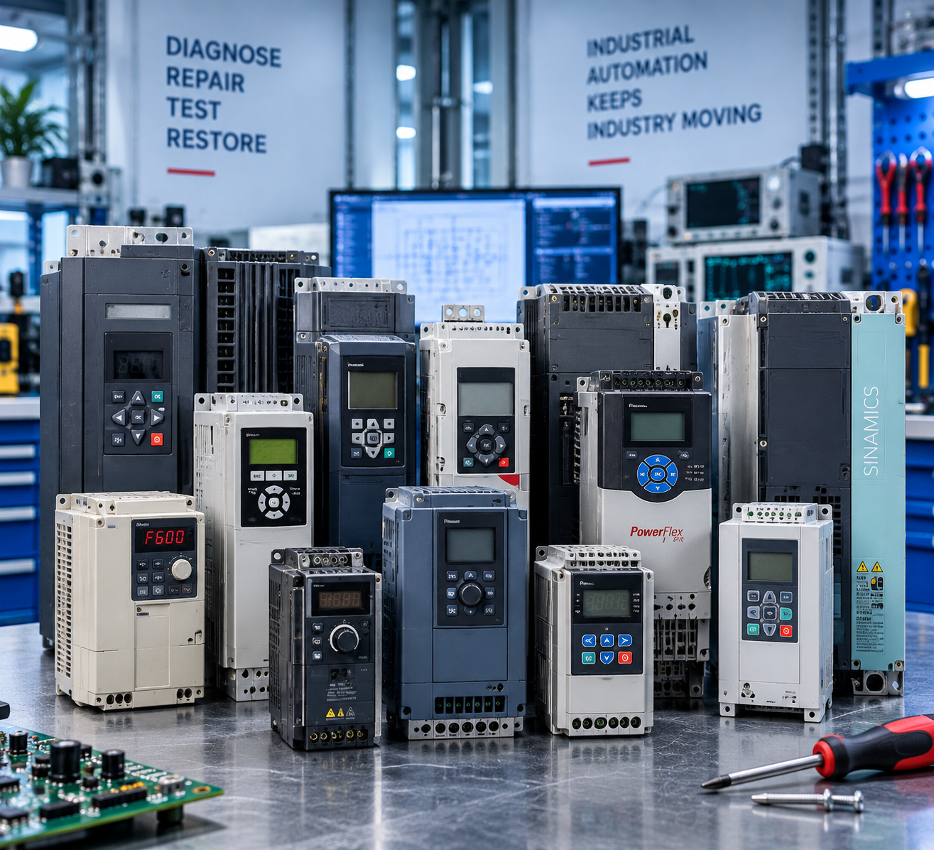 Industrial automation cabinets and AC drive test facility