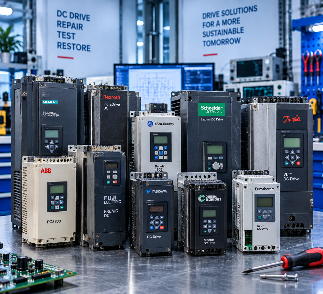 Industrial automation cabinets and DC drive test facility